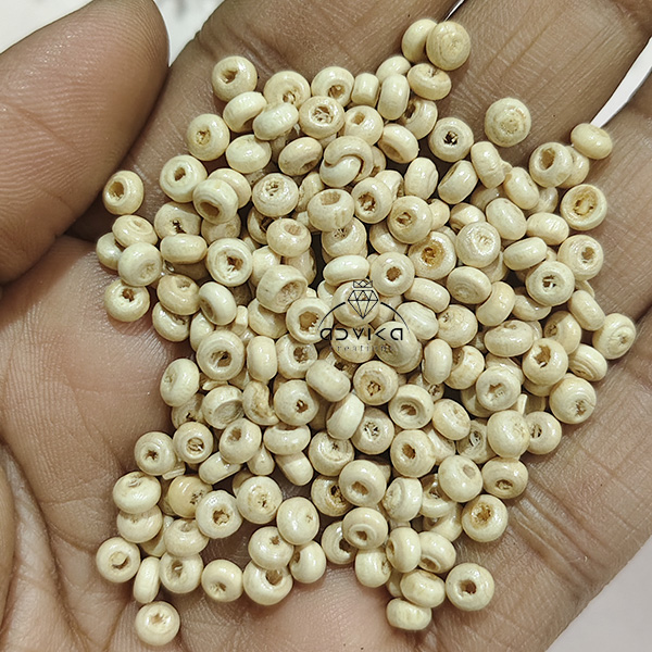 Cream flat wooden bead small