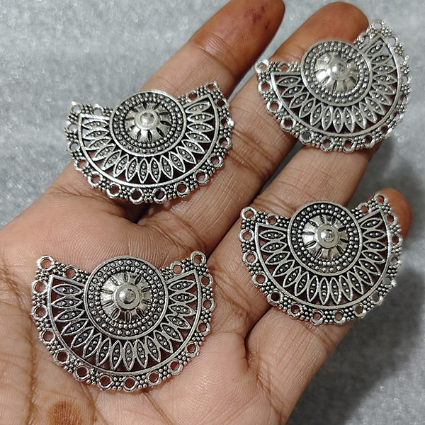 Silver Oxidised Chandbali Connector Charms 01