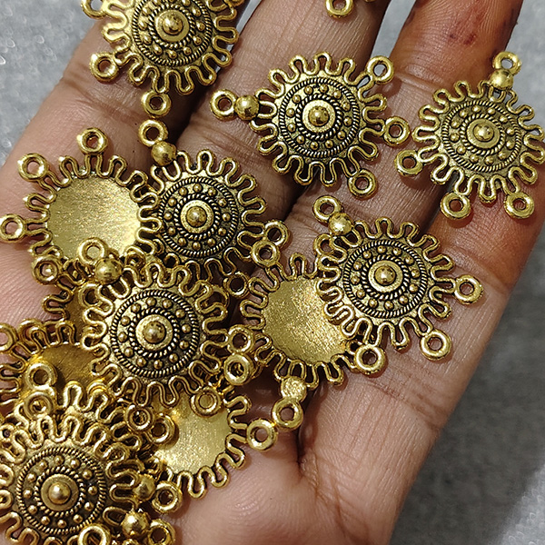 Gold Oxidised Sun Charm