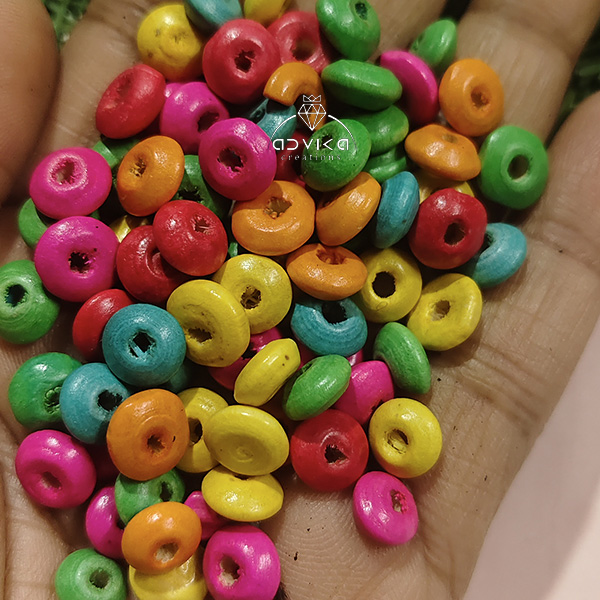 Multicolor flat wooden beads